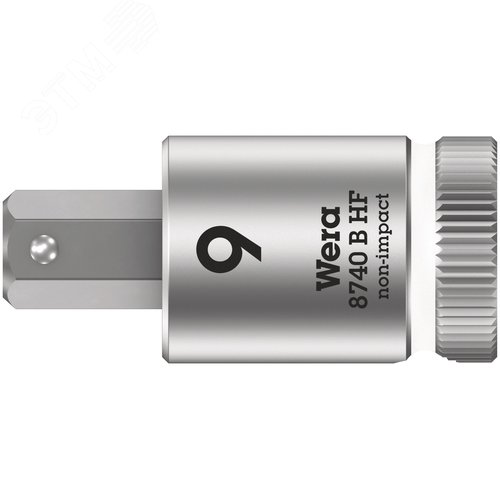 Головка торцевая 8740 B Hex-Plus HF Zyklop со вставкой под внутренний шестигранник DR 3/8 с функцией фиксации крепежа 9X38.5 мм - WERA