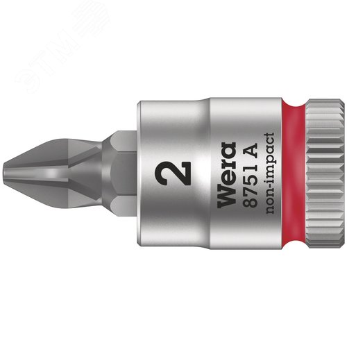 Головка торцевая 8751 A PH Zyklop со вставкой Phillips DR 1/4 PH 2X28 мм - WERA