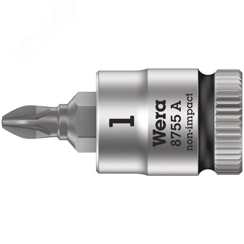 Головка торцевая 8755 A PZ Zyklop со вставкой Pozidriv DR 1/4 PZ 1X28 мм - WERA