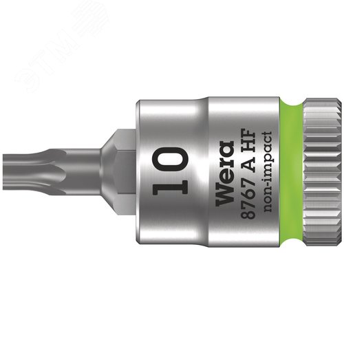 Головка торцевая 8767 A HF TORX Zyklop со вставкой DR 1/4 с функцией фиксации крепежа TX 10X28 мм - WERA