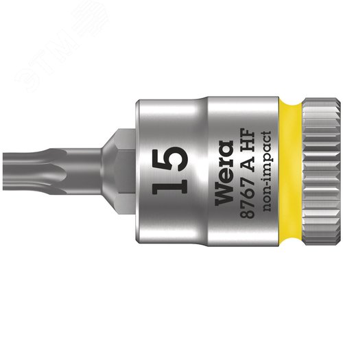 Головка торцевая 8767 A HF TORX Zyklop со вставкой DR 1/4 с функцией фиксации крепежа TX 15X28 мм - WERA