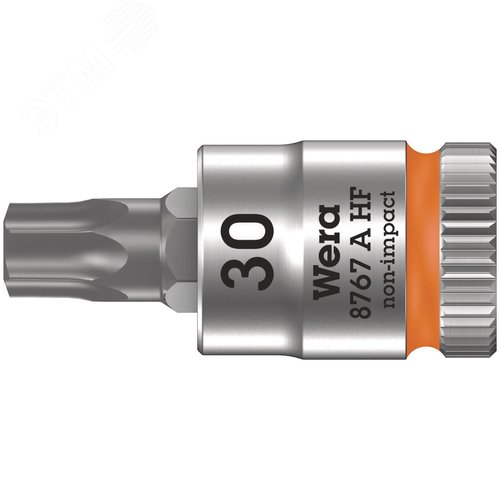 Головка торцевая 8767 A HF TORX Zyklop со вставкой DR 1/4 с функцией фиксации крепежа TX 30X28 мм - WERA