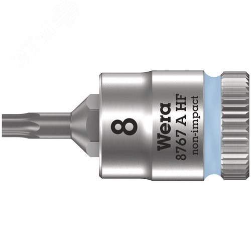 Головка торцевая 8767 A HF TORX Zyklop со вставкой DR 1/4 с функцией фиксации крепежа TX 8X28 мм - WERA