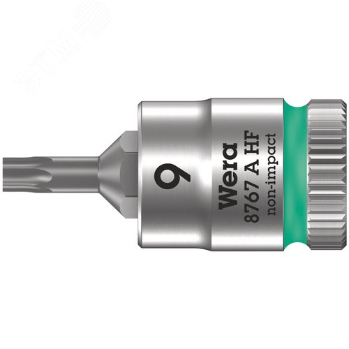 Головка торцевая 8767 A HF TORX Zyklop со вставкой DR 1/4 с функцией фиксации крепежа TX 9X28 мм - WERA
