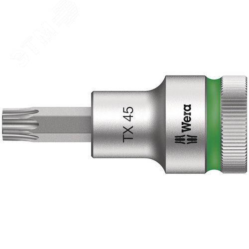 Головка торцевая со вставкой 8767 C HF TORX Zyklop DR 1/2 с фиксацией крепежа TX 45X60 мм - WERA