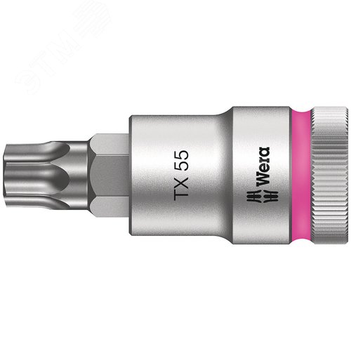Головка торцевая со вставкой 8767 C HF TORX Zyklop DR 1/2 с фиксацией крепежа TX 55X60 мм - WERA
