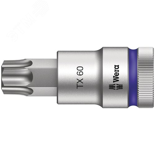 Головка торцевая со вставкой 8767 C HF TORX Zyklop DR 1/2 с фиксацией крепежа TX 60X60 мм - WERA