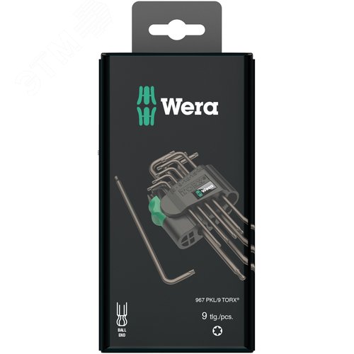 Набор Г-образных ключей 967/9 TX 1 SB PKL TORX BlackLaser TX 8 - TX 40 9 предметов - WERA