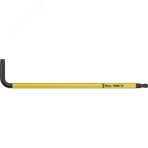 Ключ Г-образный 967 SPKL TORX BO Multicolour BlackLaser с шаром TX 15X90 мм с отверстием под штифт - WERA