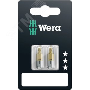 Бита 851/1 TiN PH SB сверхтвердое покрытие нитридом титана хвостовик 1/4 C 6.3 2 шт PH 1X25 мм с держателем-еврослот - WERA