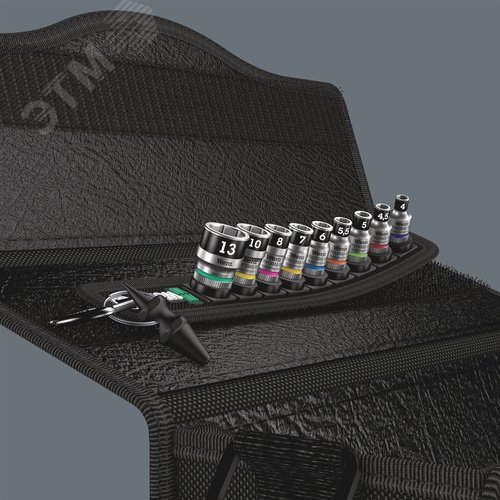 Набор торцевых головок с функцией фиксации крепежа Belt A 1 Zyklop DR 1/4 10 предметов комплектация: 9x 8790 HMA HF торцевая головка Zyklop 1/4 с функцией фиксации крепежа: 4.0x23.0 4.5x23.0 5.0x23.0 5.5x23.0 6.0x23.0 7.0x23.0 8.0x23.0 10.0x23.0 13.0x23.0 1x Извлекатель гаек 43 x 14 мм 1x Пояс A (матерчатый) на 9 инструментов неукомплектованный 39 x 238 мм 1x Набор полосок на липучках 30 200 x 30 мм - фото 9