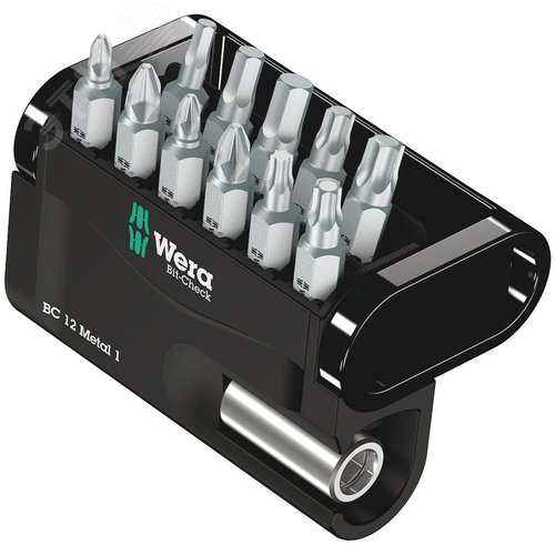 Набор бит с битодержателем Bit-Check 12 Metal 1 для работ по металлу 12 предметов - WERA