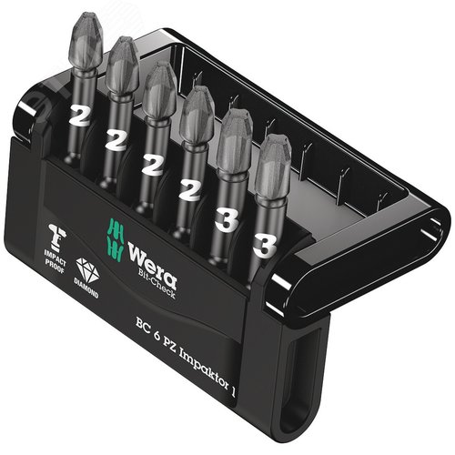 Набор ударных бит с битодержателем Bit-Check 6 PZ Impaktor 1 6 предметов - WERA