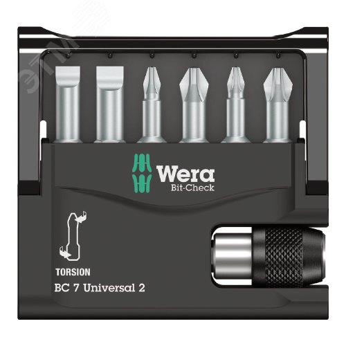 Набор бит с битодержателем Bit-Check 7 Universal 2 универсальное применение 7 предметов - WERA