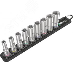 Набор торцевых головок Belt B Deep 1 DR 3/8 9 предметов комплектация: 9x 8790 HMB Deep торцевая головка 3/8: 8.0x64.0 10.0x64.0 12.0x64.0 13.0x64.0 15.0x64.0 16.0x64.0 17.0x64.0 18.0x64.0 19.0x64.0 1x Belt B (матерчатый) на 9 инструментов неукомплектованный 45 x 310 мм 1x Набор полосок на липучках 30 200 x 30 мм - WERA