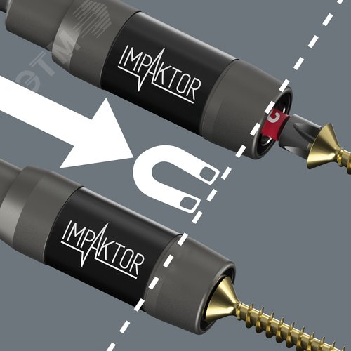 Битодержатель ударный 897/4 IMP R Impaktor SB хвостовик 1/4 E 6.3 с кольцевым магнитом и стопорным кольцом 1/4X75 мм с держателем-еврослот - фото 3