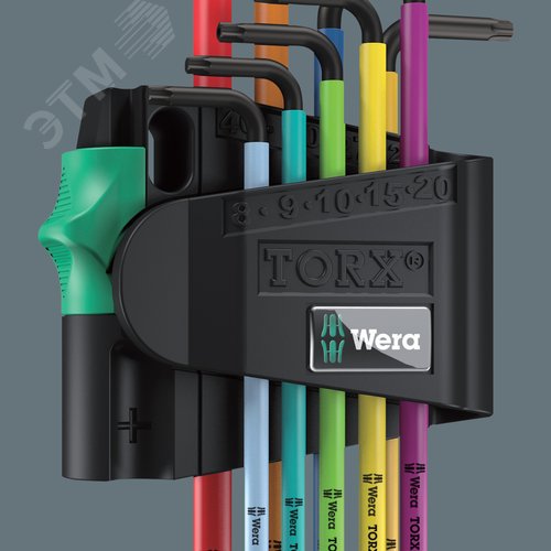 Набор Г-образных ключей 967/9 TX BO Multicolour TORX 1 SB BlackLaser с отверстием под штифт с шаром магнит TX 8 - TX 40 9 предметов - фото 5