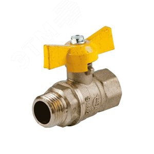 Кран шаровой для газа Ду15 Ру16 ВН полнопроходной бабочка, латунный (116014) - ГАЛЛОП