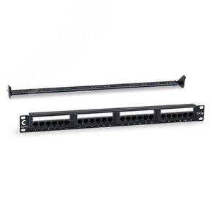 Патч-панель 19'' (1U). 24 порта RJ-45. категория 5e. Dual IDC. с задним кабельным организатором - Cabeus
