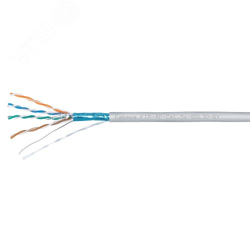 Витая пара F/UTP Cat 5e 4 пары 24 AWG solid PVC нг(А)-LS серый 305м - фото 2