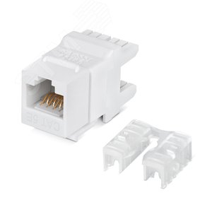 Вставка Keystone Jack RJ-45(8P8C), 180 градусов, категория 5e, Dual IDC (110&Krone type), белая - Cabeus