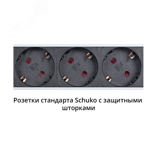 Блок розеток для 19' шкафов, вертикальный, 16 розеток Schuko, 8 розеток IEC 320 C19, 32А, автомат защиты, алюминиевый корпус, клеммная колодка - фото 2