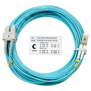 Патч-корд оптический duplex 10м LC-SC 50/125MM OM3 LSZH - Cabeus