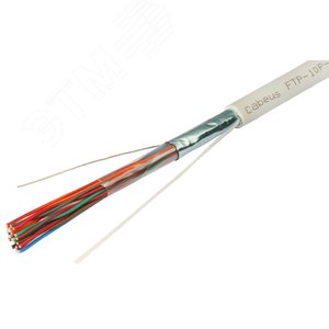 Кабель витая пара FTP-10P-Cat.3-IN экранированная FTP (F/UTP), категория 3, 10 пар (24 AWG), одножильный (solid), PVC нг(А)-LS (FTP-10P-Cat.3-IN) - Cabeus