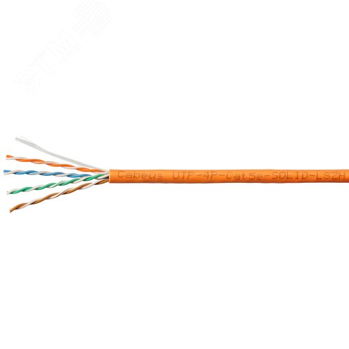 Витая пара U/UTP Cat 5e 4 пары 24 AWG solid LSZH нг(А)-HF оранжевый 305м - фото 2