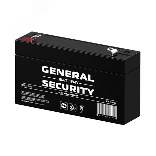 Аккумулятор GSL 6В 1,3Ач (GSL1.3-6 GENERAL SECURITY) - фото 2