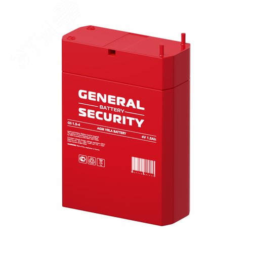 Аккумулятор GS 4В 1,5Ач (GS1.5-4 GENERAL SECURITY) - фото 2