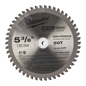 Диск пильный по металлу 135х20 Z50 (48404075) - Milwaukee