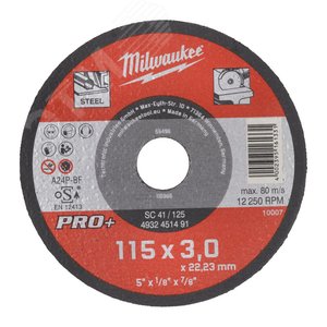 Диск отрезной SC 41/115х3 PRO+ 1шт. шт (4932451491) - Milwaukee