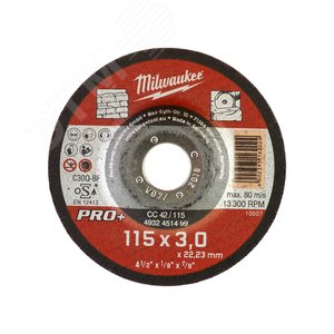 Диск отрезной по камню CC 42/115х3 PRO+ 1шт (4932451499) - Milwaukee