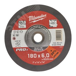 Диск шлифовальный по металлу SG 27/180х6 PRO+ 1шт (4932451503) - Milwaukee