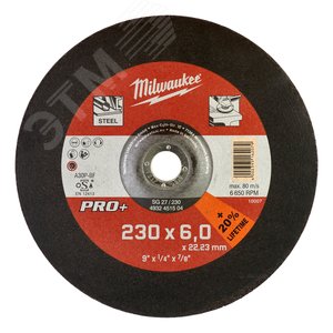 Диск шлифовальный по металлу SG 27/230x6 PRO+ 1шт (4932451504) - Milwaukee