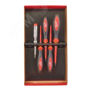 Набор отверток изолированных VDE SL3 SL4 PZ1 PZ2 индикатор напряжения (4932464066) - Milwaukee
