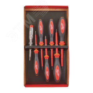 Набор отверток изолированных VDE SL2.5 SL3 SL4 PH2 PZ1 PZ2 индикатор напряжения (4932464067) - Milwaukee