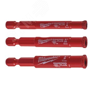 Набор алмазных корончатых сверл Diamond Plus (6. 8. 10 мм) (4932471771) - Milwaukee