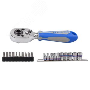Набор вставок (бит) и головок с трещоткой 1/4', TORX, HEX, PH, 21 предметов - King Tony