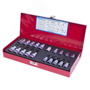 Набор торцевых насадок и головок 1/2'&3/8', TORX, Е6-Е20, Т10-Т55, 20 предметов - King Tony