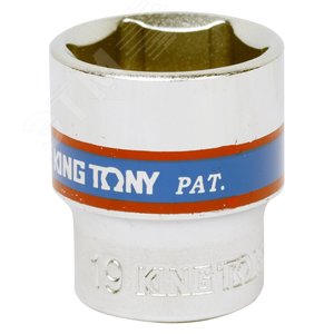 Головка торцевая стандартная шестигранная 3/8', 19 мм - King Tony