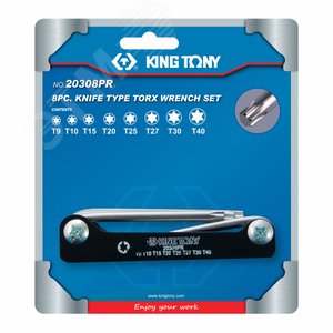 Набор Г-образных TORX, T9-T40, складные, 8 предметов - King Tony