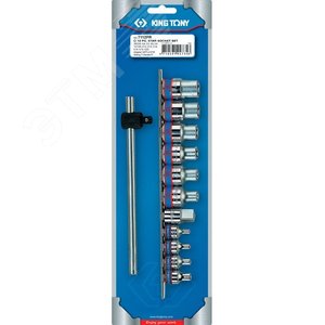 Набор торцевых головок 1/2'&3/8', TORX Е-стандарт, E4-E20, вороток, 12 предметов - King Tony