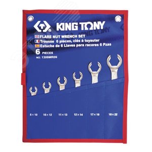 Набор разрезных ключей, 8-22 мм, чехол из теторона, 6 предметов - King Tony