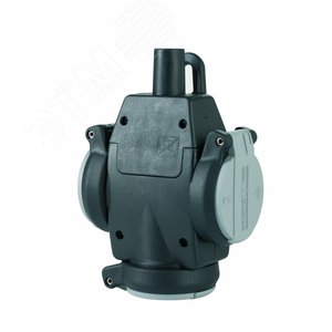 Тройник из натуральной резины кабельный с крышками  IP54 16A 2P+E 250V, чёрный/серый (1173563) - ABL