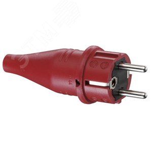 Кабельная резиновая вилка прямой ввод с           мультизаземлением IP44 16A 2P+E 250V, красный (1419140) - ABL