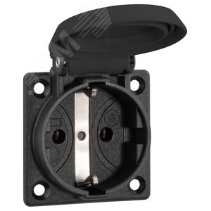 Приборная розетка термопласт, фланец, IP54 16A    2P+E 250V, черный (1661000) - ABL