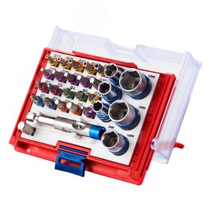 Набор вставок ‘‘бит‘‘ 1/4‘ TORX HEX PZ PH SLOT 28 предметов (058-10028C) - Мастак