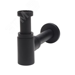 Сифон LINEIS MINI для раковины 1'1/4x32 без выпуска с отводом и декоративной розеткой, черный матовый, латунь - Wirquin